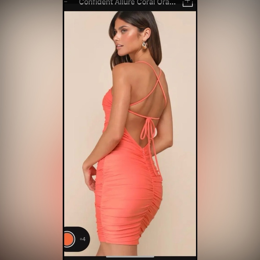 Lulus Ruched Lace-Up Bodycon Mini Dress